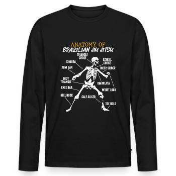 Anatomy Brazilian Jiu Jitsu fighter skeleton - Men's Premium Organic Long Sleeve Shirt - black - Front - Nico (187cm)