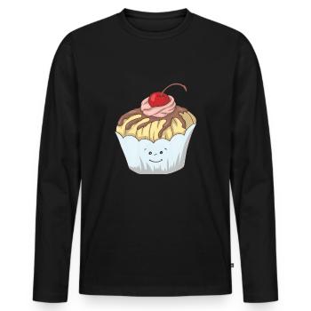 Muffin boulanger bonbons dessert pâtisseries - T-shirt manches longues Premium bio Homme - noir - Devant - Nico (187cm)