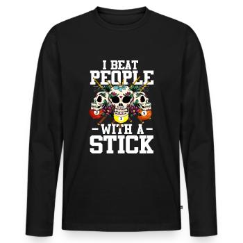 Pool Billiard 8 Ball Sugar Skull Billiards - Men's Premium Organic Long Sleeve Shirt - black - Front - Nico (187cm)