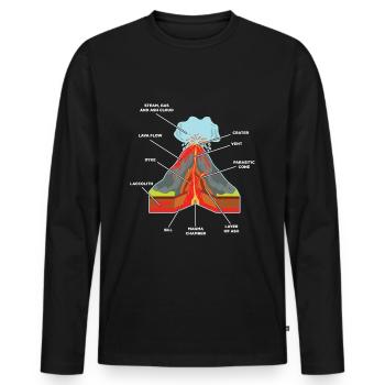 Volcan volcanique éruption géologue scientifique magma - T-shirt manches longues Premium bio Homme - noir - Devant - Nico (187cm)