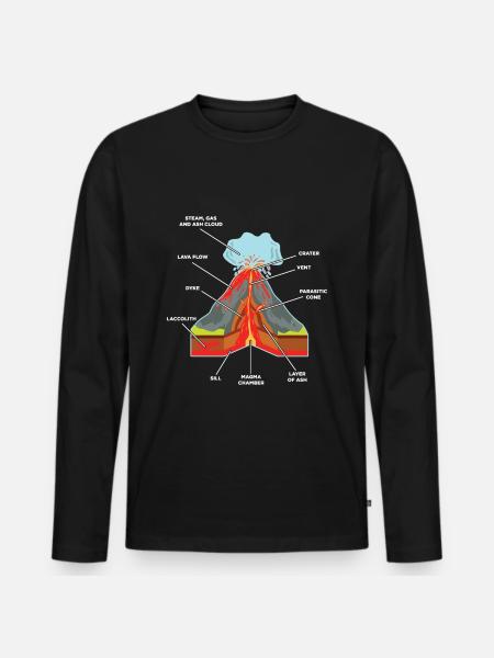 Vulkan Lava Ausbruch Geologe Wissenschaftler Magma - Männer Premium Bio Langarmshirt - Schwarz