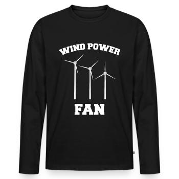 Wind power wind farm environment wind turbine - Men's Premium Organic Long Sleeve Shirt - black - Front - Nico (187cm)