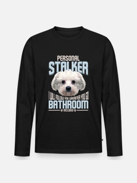 Personlig stalker hund grafisk envis malteser - Ekologisk långärmad premium-T-shirt herr - svart