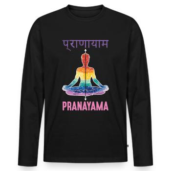 Pranayama Buddhismus Zen Yoga Meditation - Männer Premium Bio Langarmshirt - Schwarz - Vorne - Nico (187cm)