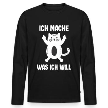 Méchant chaton drôle chat rebelle majeur doigt - T-shirt manches longues Premium bio Homme - noir - Devant - Nico (187cm)