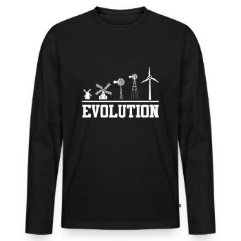 Évolution éolienne environnement énergétique énergie éolienne - T-shirt manches longues Premium bio Homme - noir - Devant - Nico (187cm)