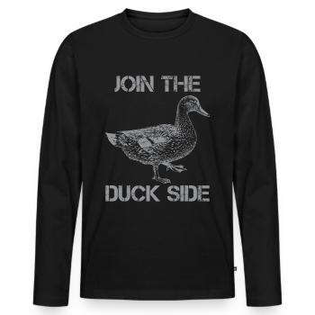 Join The Duck Side Funny Bird Joke Farm Tier - Men's Premium Organic Long Sleeve Shirt - black - Front - Nico (187cm)