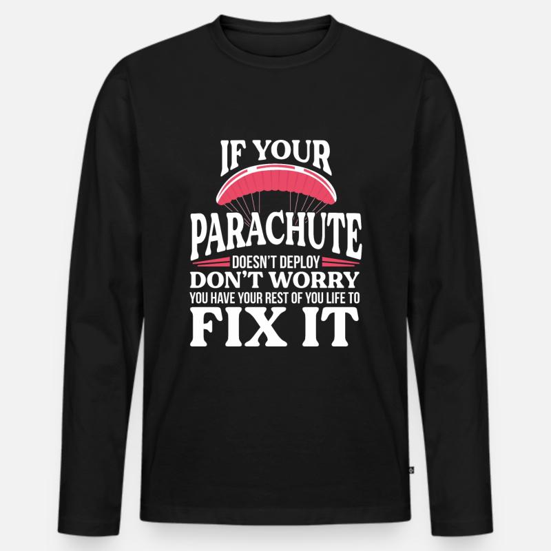 Fallschirmspringer Geschenk Lustiger Skydiver - Männer Premium Bio Langarmshirt - Schwarz