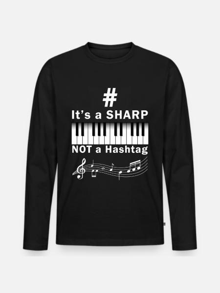 Sharp Hashtag Klavier Musiker Keyboard - Männer Premium Bio Langarmshirt - Schwarz