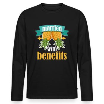 Ananas échangiste pervers couple swinging sexe - T-shirt manches longues Premium bio Homme - noir - Devant - Nico (187cm)