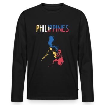 Republic of the Philippines Country Southeast Asia - Men's Premium Organic Long Sleeve Shirt - black - Front - Nico (187cm)