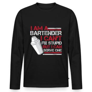 Mélangeur serveur barman serveur hilarant - T-shirt manches longues Premium bio Homme - noir - Devant - Nico (187cm)