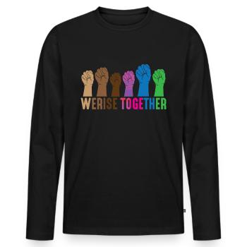 Résistance féministe dignité humaine justice - T-shirt manches longues Premium bio Homme - noir - Devant - Nico (187cm)