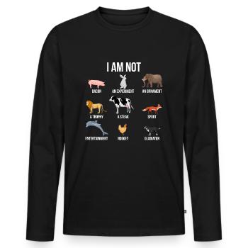 Vegan animal rescue veggie animal rights animal love - Men's Premium Organic Long Sleeve Shirt - black - Front - Nico (187cm)