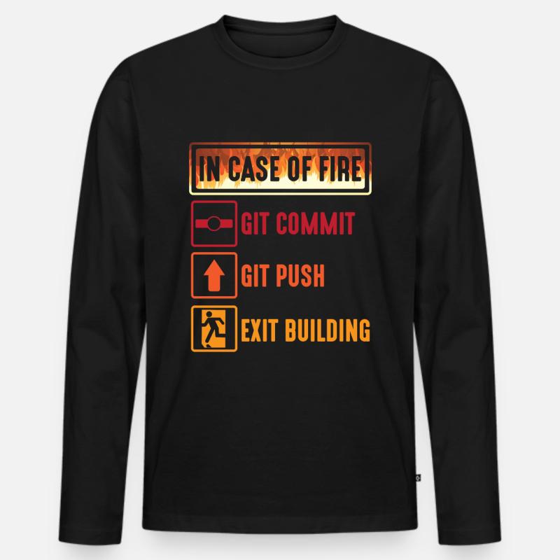 Git commit git push Programmierer IT Informatiker Männer Premium Bio Langarmshirt