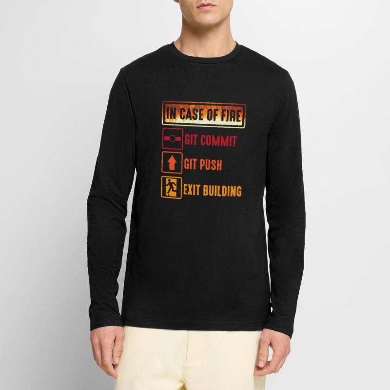 Git commit git push Programmierer IT Informatiker Männer Premium Bio Langarmshirt
