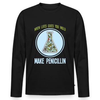 Bactérie de moule de bactéries de science - T-shirt manches longues Premium bio Homme - noir - Devant - Nico (187cm)