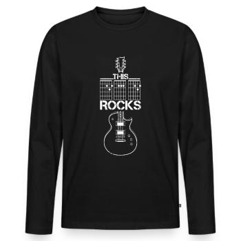 Vater rockt Gitarre Akkord Gitarrist Vater Musiker - Männer Premium Bio Langarmshirt - Schwarz - Vorne - Nico (187cm)