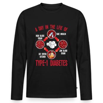 Typ 1 Diabetes Unterstützung T1D Diabetiker - Männer Premium Bio Langarmshirt - Schwarz - Vorne - Nico (187cm)