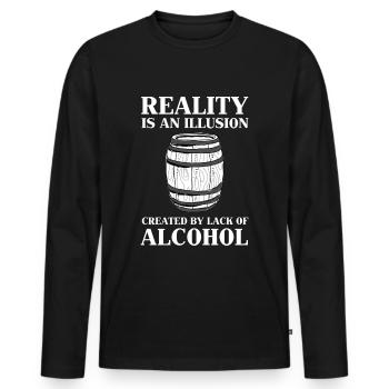 La réalité est une illusion due à la pénurie d’alcool - T-shirt manches longues Premium bio Homme - noir - Devant - Nico (187cm)