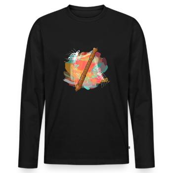 Farbenfrohe Blockflöte Musikinstrument Musiker - Männer Premium Bio Langarmshirt - Schwarz - Vorne - Nico (187cm)