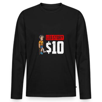 Histoire de la jambe cassée - T-shirt manches longues Premium bio Homme - noir - Devant - Nico (187cm)