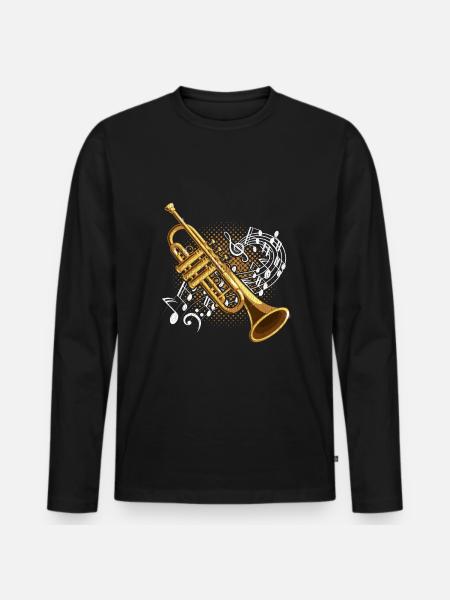 Trompeter Musiknoten Jazz Musik Kunst - Männer Premium Bio Langarmshirt - Schwarz