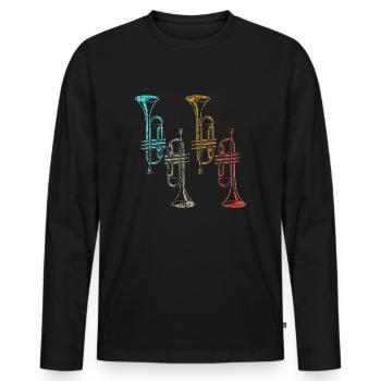 Retro musical instrument wind instrument trumpet - Men's Premium Organic Long Sleeve Shirt - black - Front - Nico (187cm)