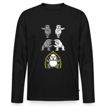 Lustige Panda Fusion Eisbär Transformation - Männer Premium Bio Langarmshirt - Schwarz - Vorne - Nico (187cm)