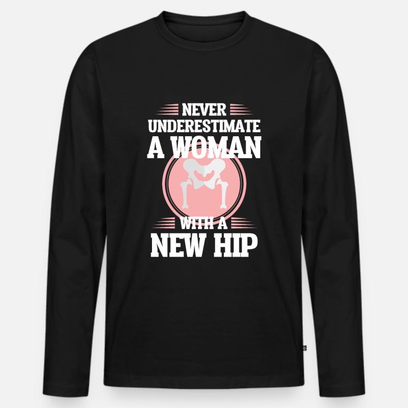 Hüftgelenkersatz Operation Ehefrau Mutter Genesung - Männer Premium Bio Langarmshirt - Schwarz