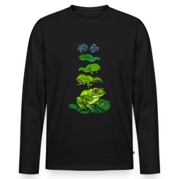 Frog tadpole biology metamorphosis cycle - Men's Premium Organic Long Sleeve Shirt - black - Front - Nico (187cm)