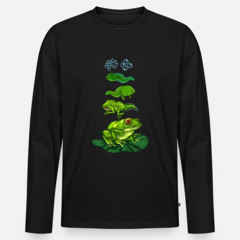 Frosch Kaulquappe Biologie Metamorphose Zyklus - Männer Premium Bio Langarmshirt - Schwarz