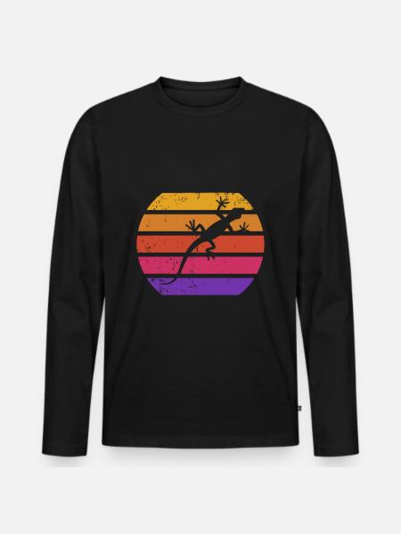 Retro lizard sunset reptiles gecko - Men's Premium Organic Long Sleeve Shirt - black