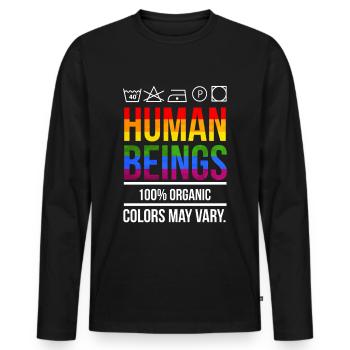 Égalité des droits humains LGBT - T-shirt manches longues Premium bio Homme - noir - Devant - Nico (187cm)
