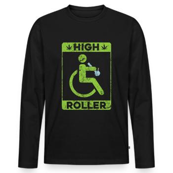 Lustiges Handicap Rollstuhl Weed Rollstuhlfahrer - Männer Premium Bio Langarmshirt - Schwarz - Vorne - Nico (187cm)