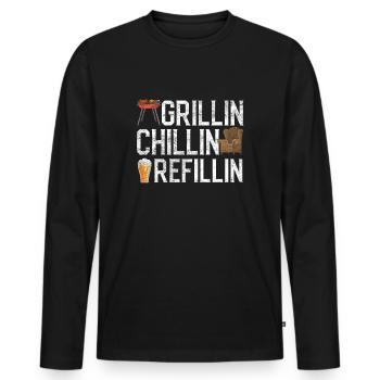 Lustiger BBQ Leben Biertrinker Ehemann Grillen - Männer Premium Bio Langarmshirt - Schwarz - Vorne - Nico (187cm)