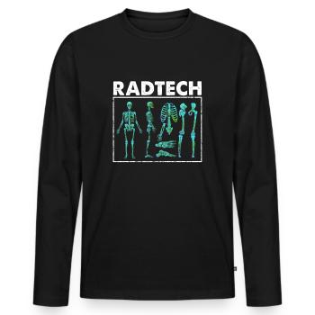 Radiologie osseuse aux rayons X du squelette - T-shirt manches longues Premium bio Homme - noir - Devant - Nico (187cm)