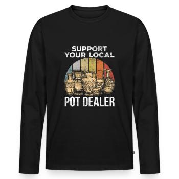Blague drôle de potier pour les potiers d'argile - T-shirt manches longues Premium bio Homme - noir - Devant - Nico (187cm)