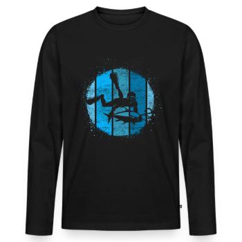 Apnéiste sous-marin de l'océan - T-shirt manches longues Premium bio Homme - noir - Devant - Nico (187cm)