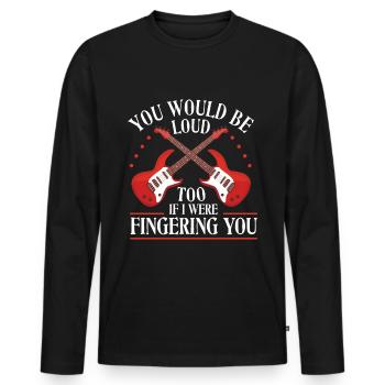 Bassiste drôle. Bassiste fou - T-shirt manches longues Premium bio Homme - noir - Devant - Nico (187cm)