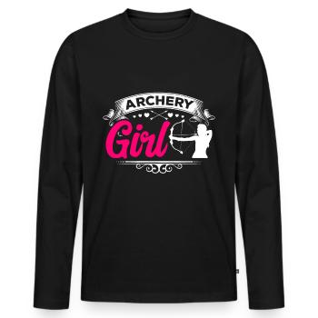 Tir à l'arc fille tir à l'arc femme - T-shirt manches longues Premium bio Homme - noir - Devant - Nico (187cm)