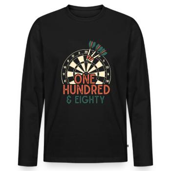 Vintage Darts Dartscheibe 180 One Hundred Eighty - Men's Premium Organic Long Sleeve Shirt - black - Front - Nico (187cm)