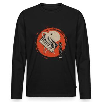 Japanese Analog Synthesizer Octopus Synth Music - Men's Premium Organic Long Sleeve Shirt - black - Front - Nico (187cm)