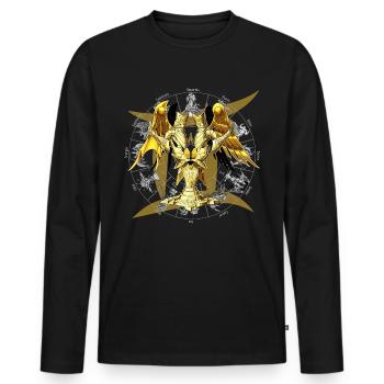 Armure divine du zodiaque des Gémeaux - T-shirt manches longues Premium bio Homme - noir - Devant - Nico (187cm)