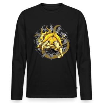 Taurus Zodiac Göttliche Rüstung - Männer Premium Bio Langarmshirt - Schwarz - Vorne - Nico (187cm)