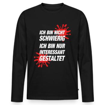 Ich Bin Nicht Schwierig - Männer Premium Bio Langarmshirt - Schwarz - Vorne - Nico (187cm)