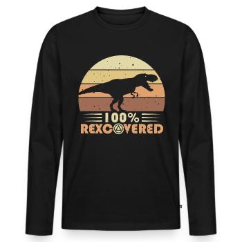 Foi Sobriété Vie sobre Dépendance T-Rex - T-shirt manches longues Premium bio Homme - noir - Devant - Nico (187cm)