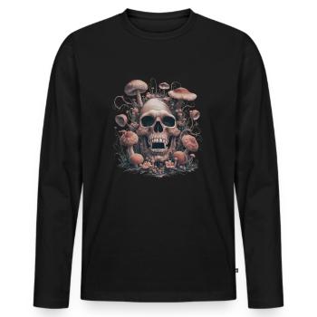 Skull with mushrooms - Men's Premium Organic Long Sleeve Shirt - black - Front - Nico (187cm)