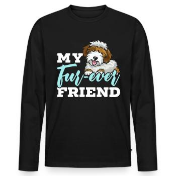 Chien Sheepadoodle mignon - T-shirt manches longues Premium bio Homme - noir - Devant - Nico (187cm)