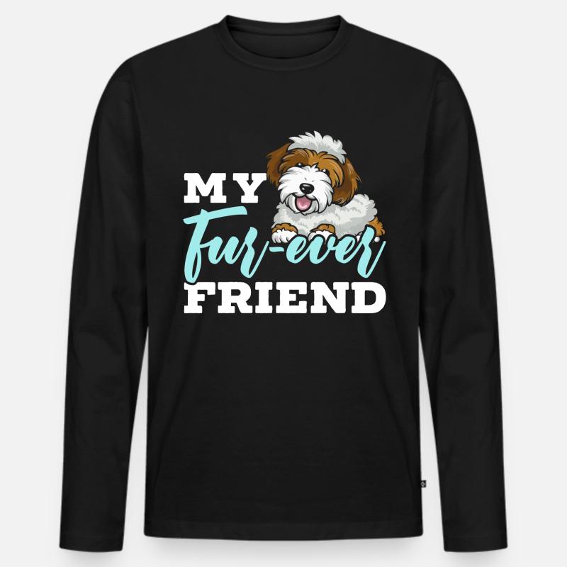 Chien Sheepadoodle mignon - T-shirt manches longues Premium bio Homme - noir